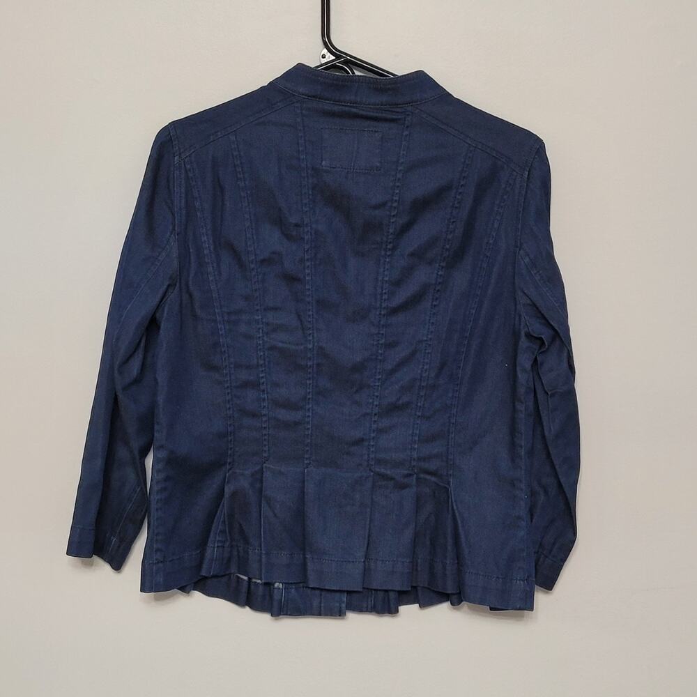 Ann Taylor Loft Women’s 8 (S-M) Denim Fitted Button Up Peplum Hem Blazer - Picture 3 of 5